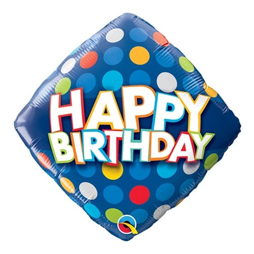 Birthday Colourful Dots Diamond Shape Foil Helium Qualatex Balloon 46cm / 18 in Product Image