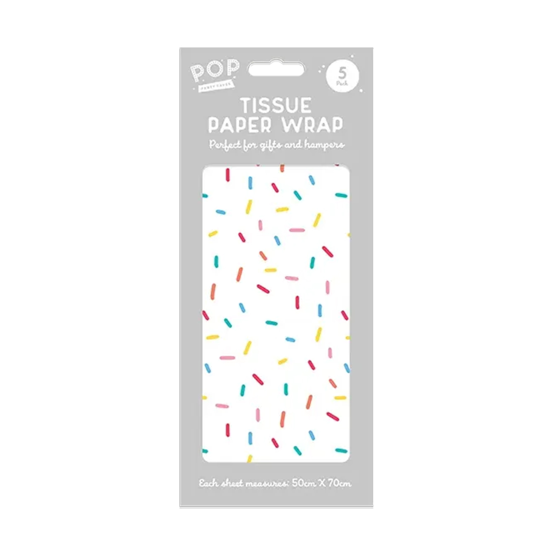 Colourful Birthday Cupcake Sprinkles White Tissue Gift Wrap Paper Sheets - Pack of 5