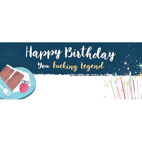 Birthday Fucking Legend Design Small Personalised Banner – 4ft x 2ft