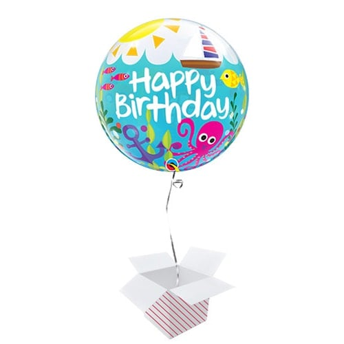 Birthday Maritime Fun Bubble Helium Qualatex Balloon - Inflated Balloon in a Box Product Gallery Image