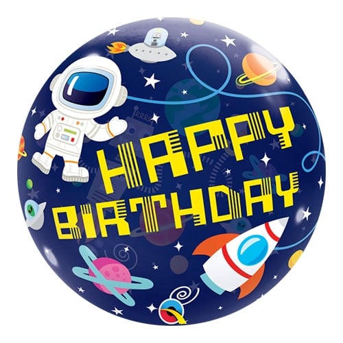 Birthday Outer Space Bubble Helium Qualatex Balloon 56cm / 22 in Product Image