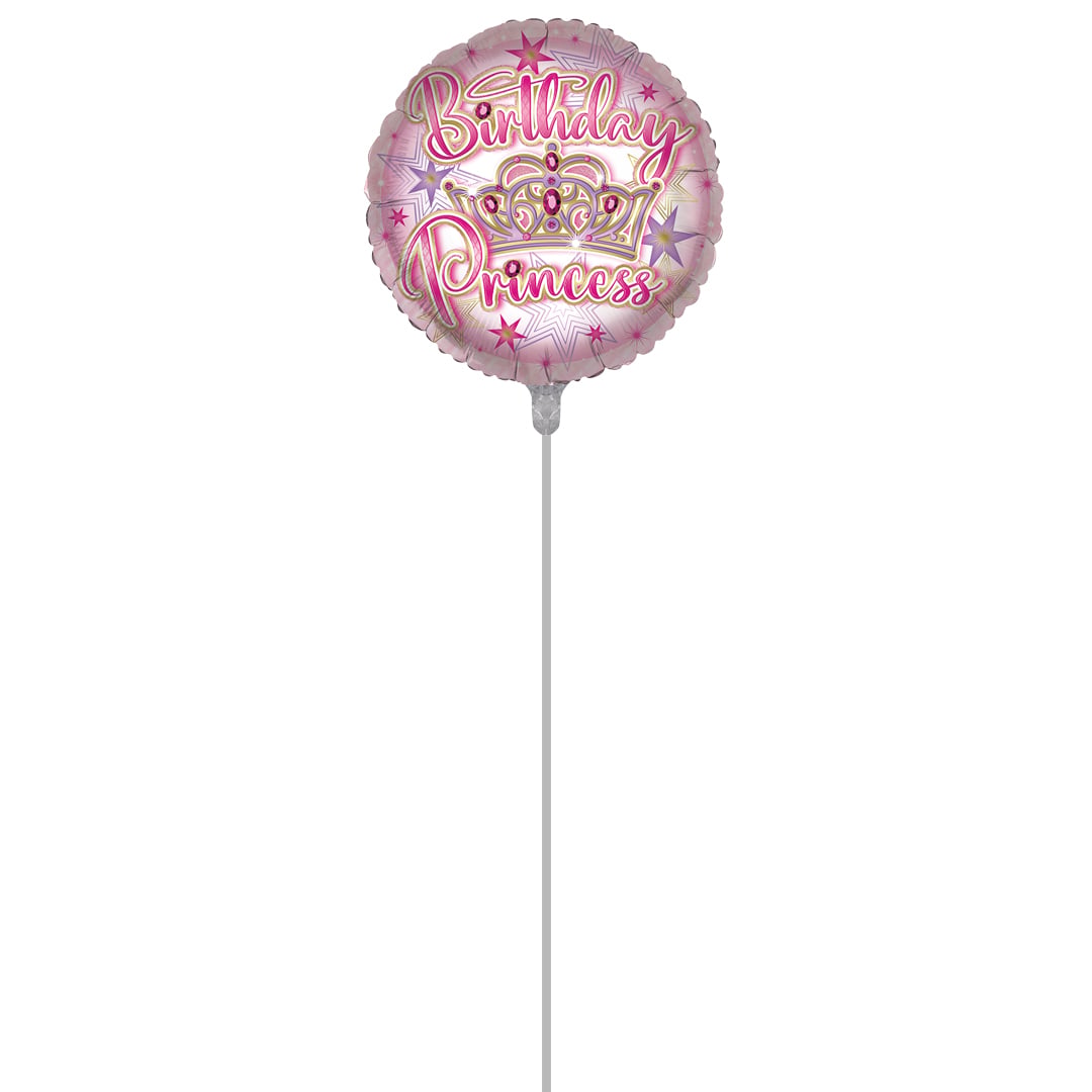 Birthday Princess Round Foil Balloon - Inflated Balloon In A Box Product Gallery Image