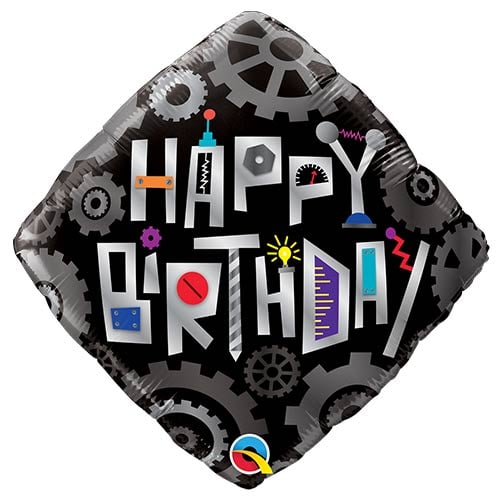 Birthday Robot Cogwheels Foil Helium Qualatex Balloon 46cm / 18 in Product Image