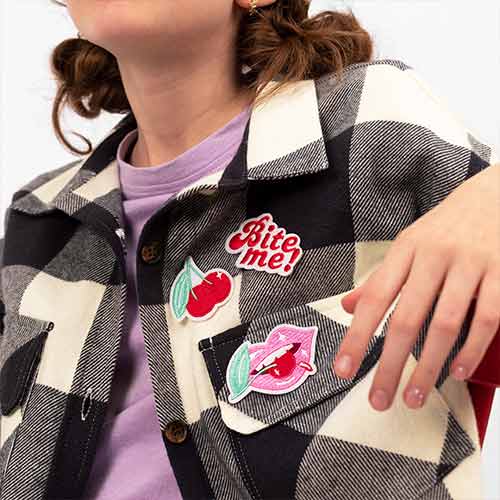Bite Me Pink & Red Iron On Patches - Pack of 3 Product Gallery Image