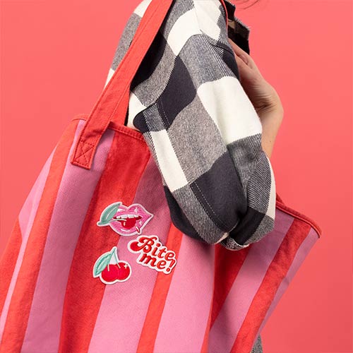 Bite Me Pink & Red Iron On Patches - Pack of 3 Product Gallery Image
