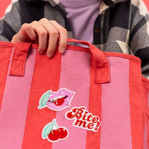 Bite Me Pink & Red Iron On Patches - Pack of 3 Product Gallery Image