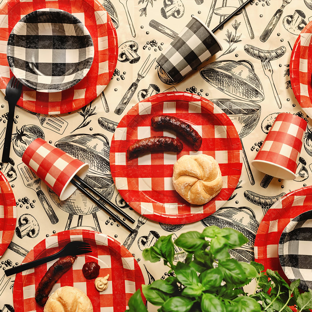 Black & Red Gingham 12 Person Deluxe Party Pack Product Gallery Image