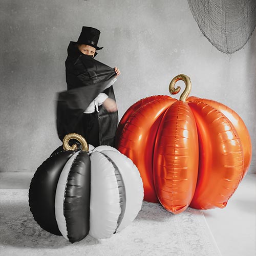 Black & White Pumpkin Halloween 3D Standing Shaped Air Fill Foil Balloon 58cm / 23 in Product Gallery Image