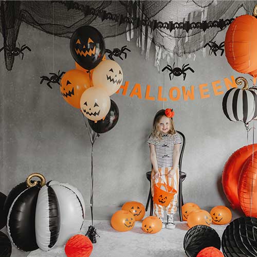 Black & White Pumpkin Halloween 3D Standing Shaped Air Fill Foil Balloon 58cm / 23 in Product Gallery Image