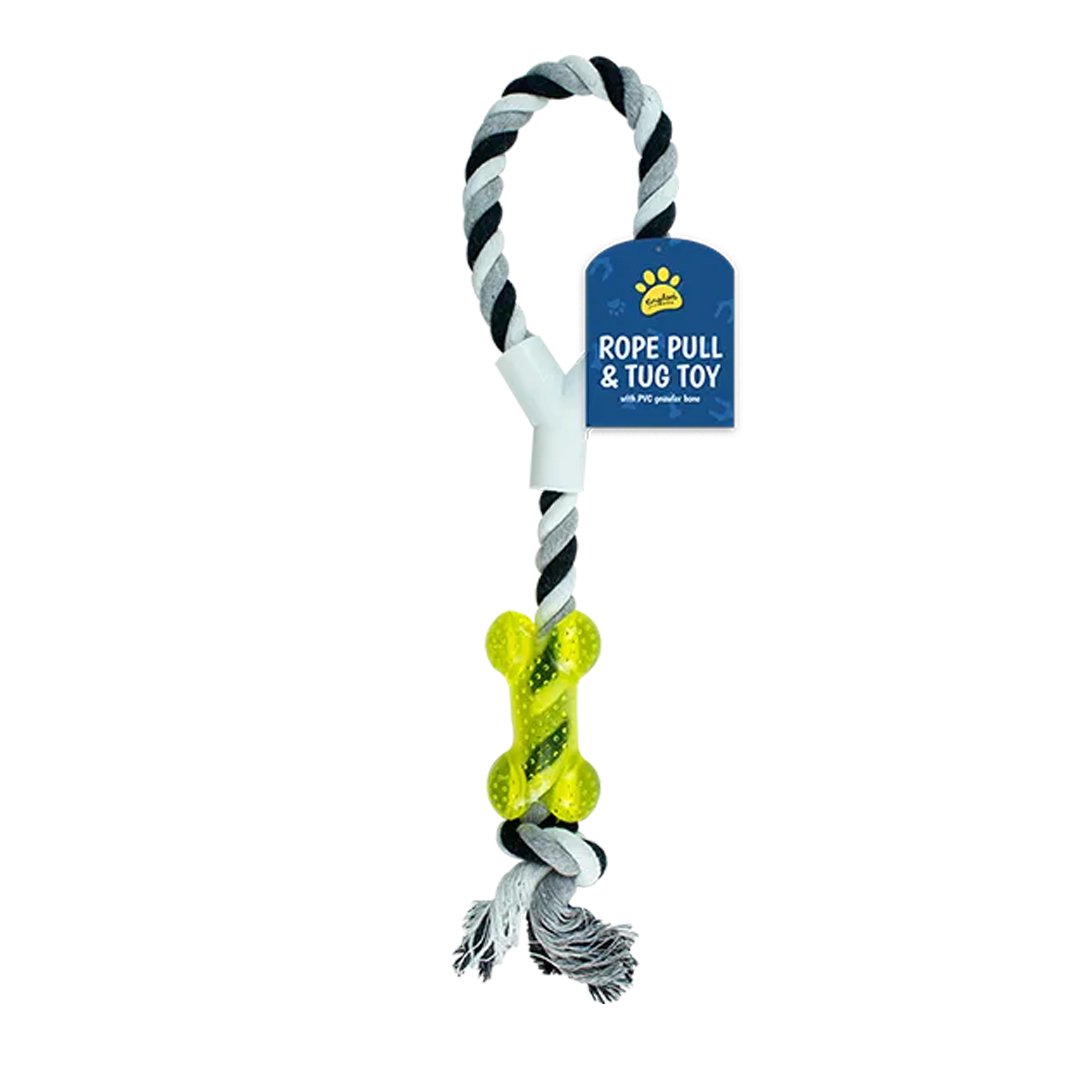 Black & White with Green Rope Pull & Tug Dog Toy