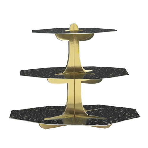 Black & Gold Star 3 Tier Cupcake Stand Product Image