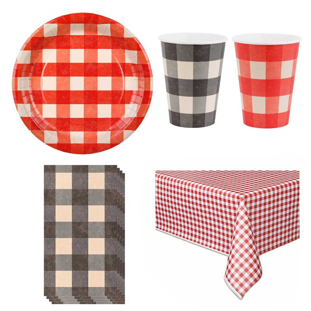 Black & Red Gingham 6 Person Value Party Pack
