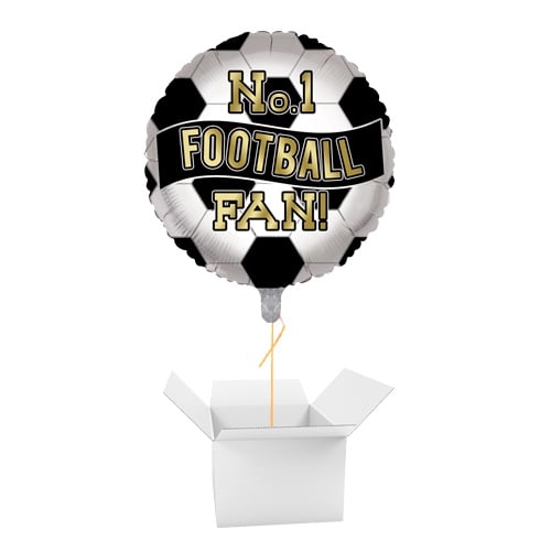 Black & White No. 1 Football Fan Round Foil Helium Balloon - Inflated Balloon in a Box Product Gallery Image