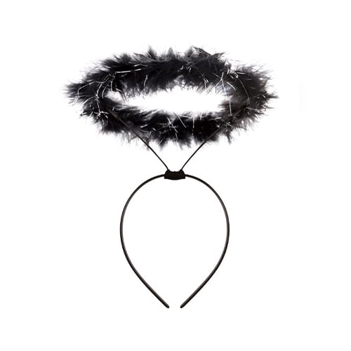 Black Angel Halloween Halo Headband Fancy Dress Accessory View 2