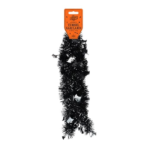 Black Bat Halloween Tinsel Garland 2m Product Image