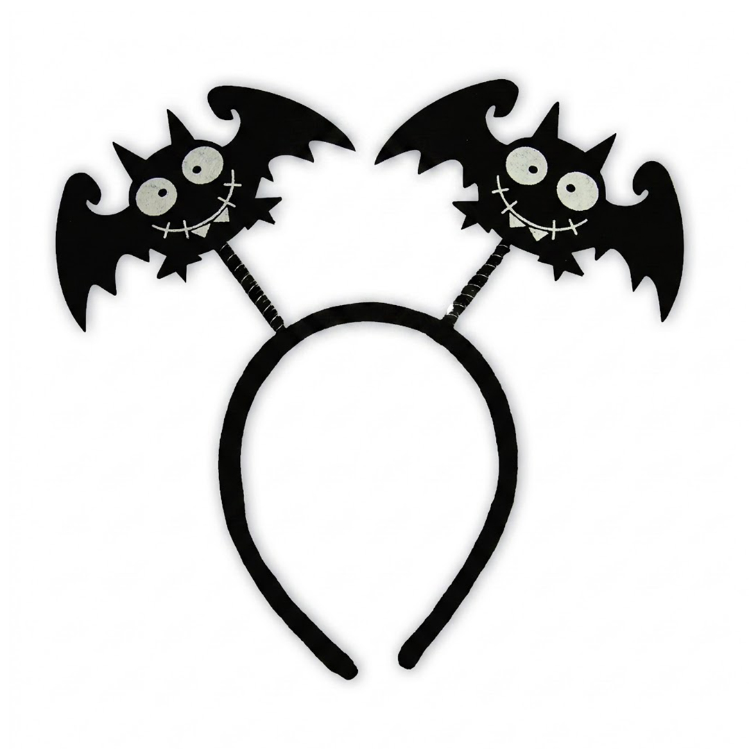 Black Bat Head Boppers Headband Halloween Fancy Dress Accessory 