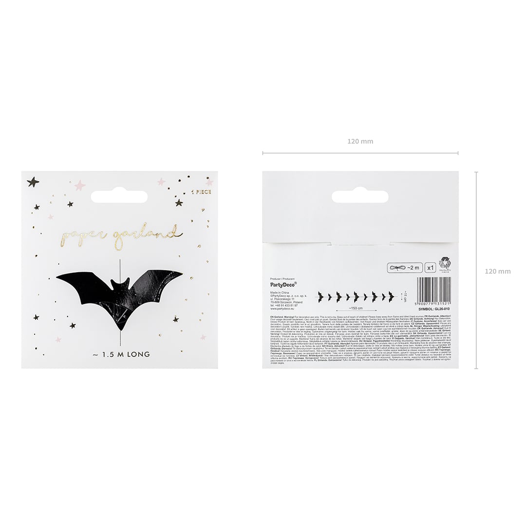 Black Bats Halloween Paper Garland Hanging Decoration 1.5m View 12