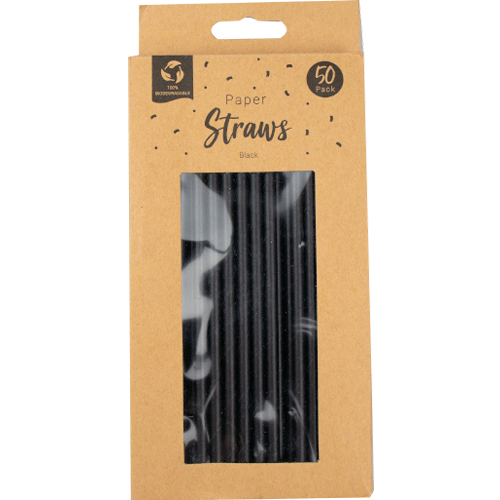 Black Biodegradable Paper Straws - Pack of 50 Product Gallery Image