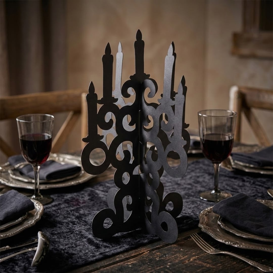 Black Candelabra Paper Halloween Decoration 39cm