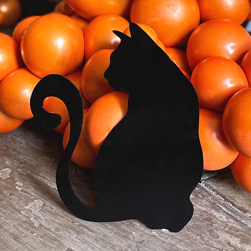 Black Cat Shaped Acrylic Halloween Grazing Board 33cm Product Gallery Image