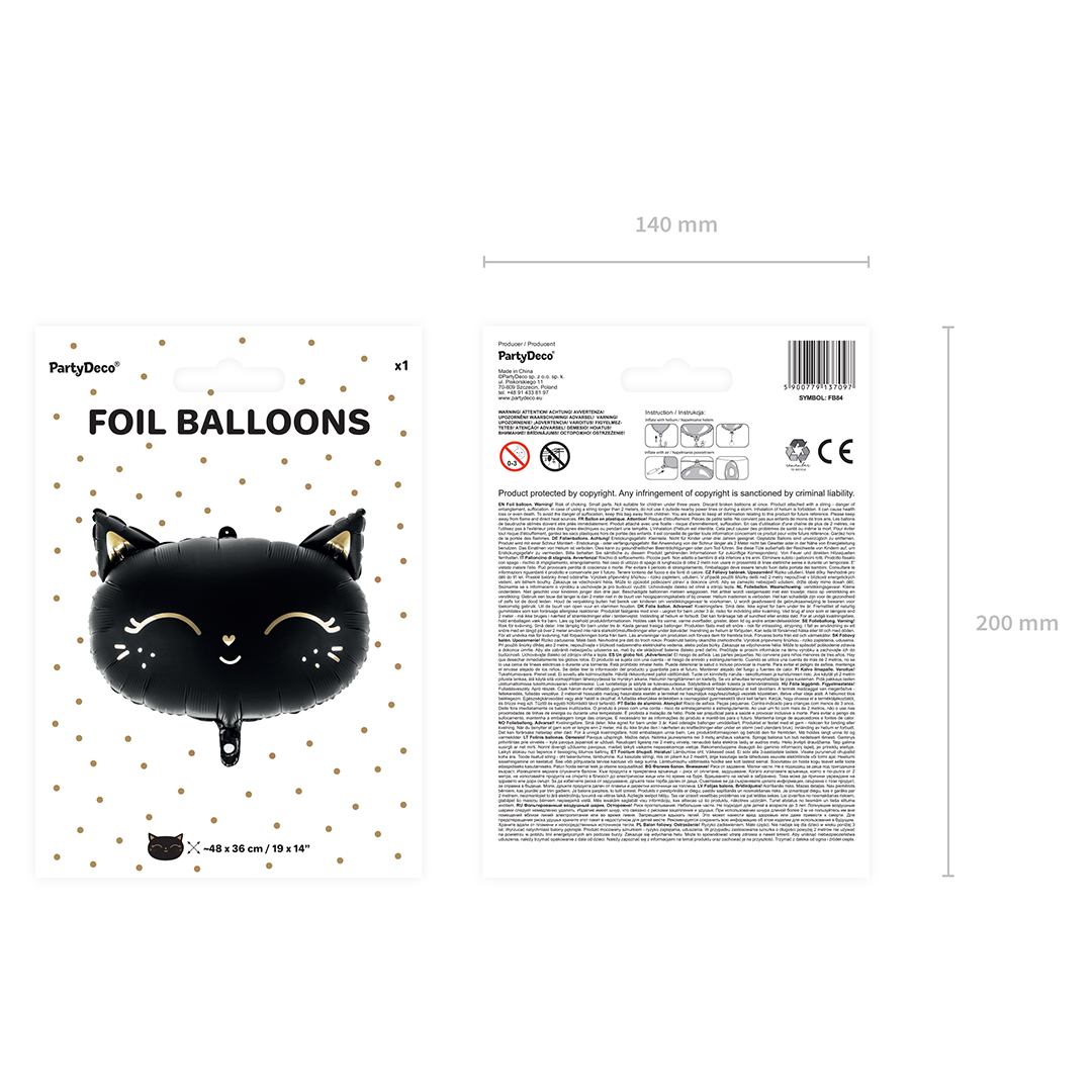 Black Cat Shaped Foil Balloon 48cm / 19 in View 9