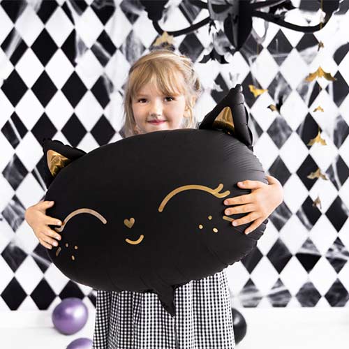 Black Cat Shaped Foil Helium Balloon 48cm / 19 in Product Gallery Image