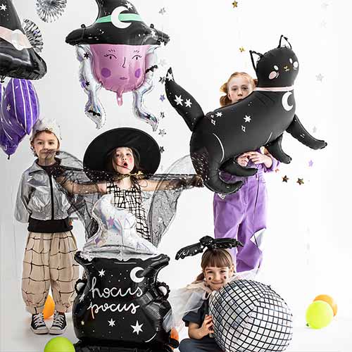 Black Celestial Cat Giant Helium Foil Balloon 96cm / 38 in Product Gallery Image