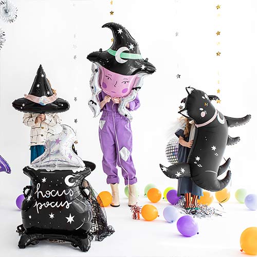 Black Celestial Cat Giant Helium Foil Balloon 96cm / 38 in Product Gallery Image
