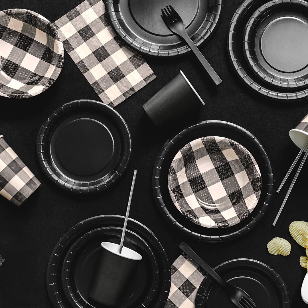 Black Checkered Gingham Picnic & Barbecue Rectangular Paper Luncheon Napkins 40cm 2 Ply - Pack of 20 Product Gallery Image
