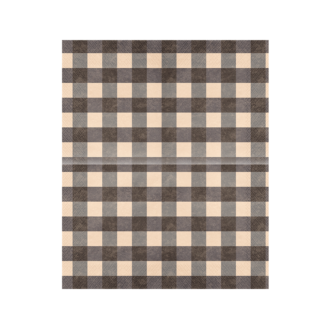 Black Checkered Gingham Picnic & Barbecue Rectangular Paper Luncheon Napkins 40cm 2 Ply - Pack of 20 Product Gallery Image