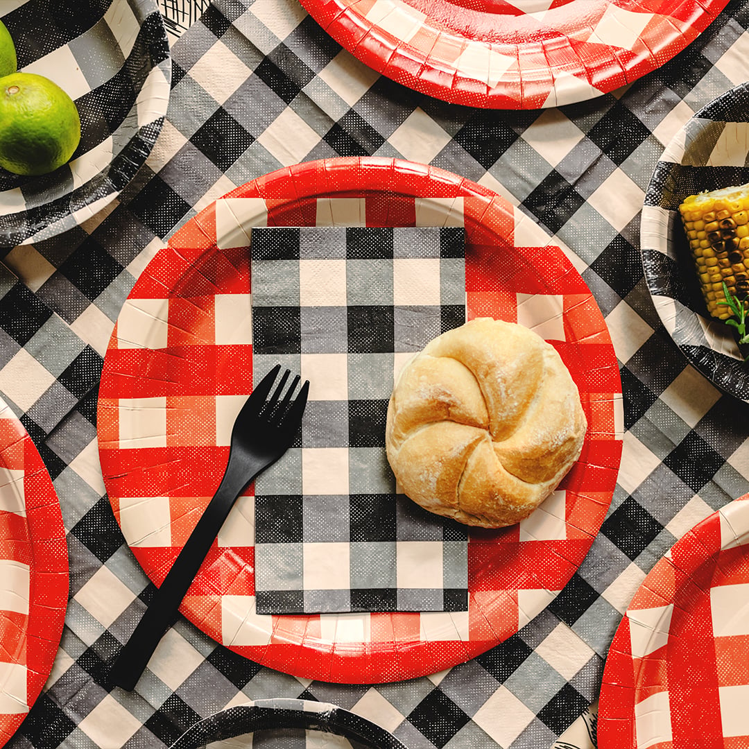 Black Checkered Gingham Picnic & Barbecue Rectangular Paper Luncheon Napkins 40cm 2 Ply - Pack of 20 Product Gallery Image