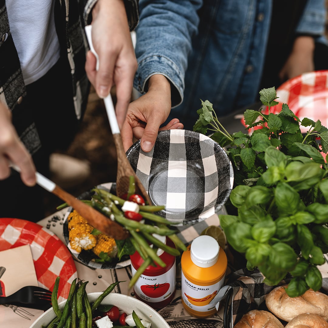 Black Checkered Gingham Round Paper Bowls 17cm - Pack of 6 Product Gallery Image
