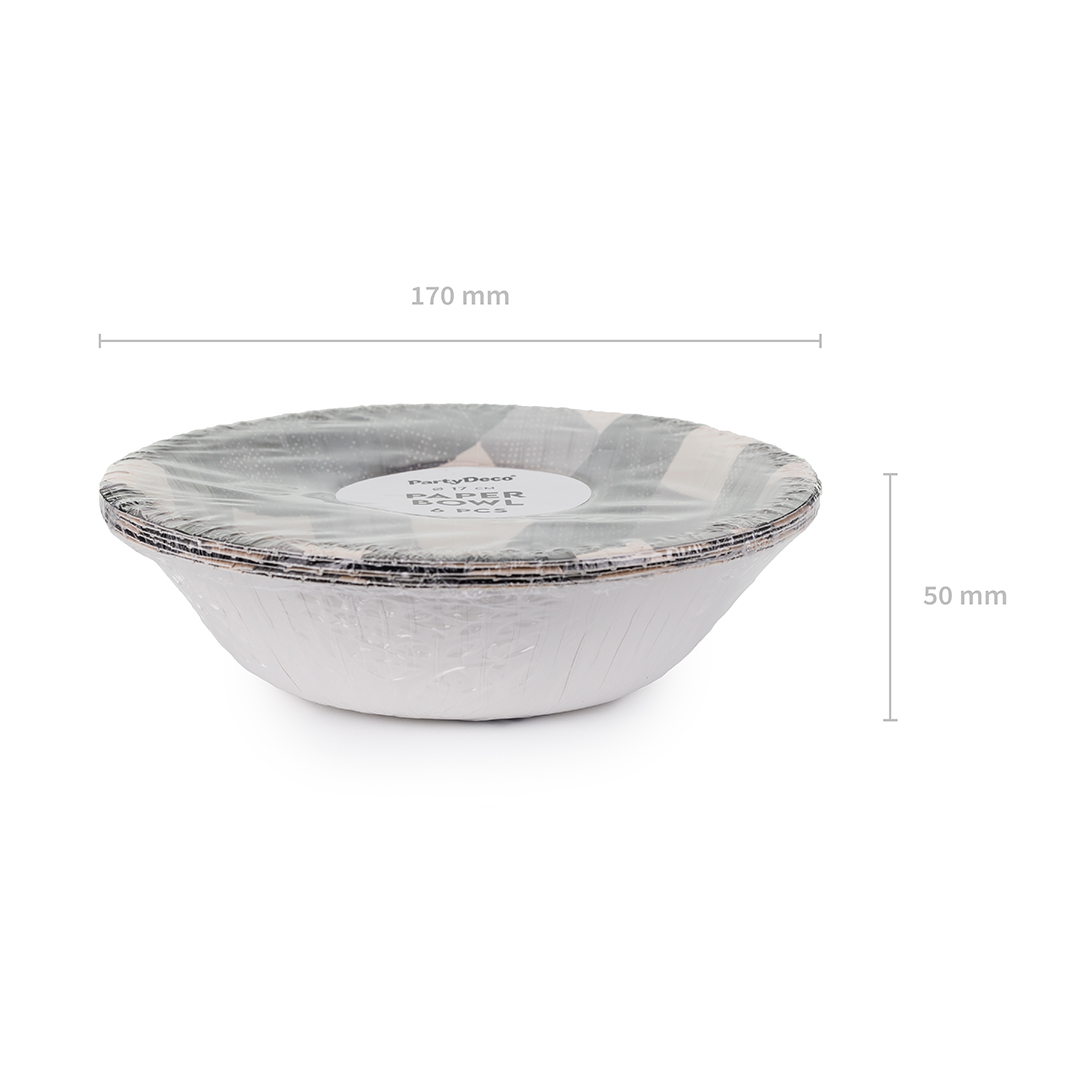 Black Checkered Gingham Round Paper Bowls 17cm - Pack of 6 Product Gallery Image