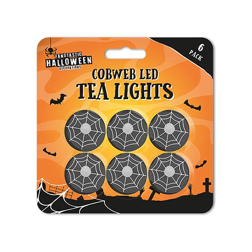 Black Cobweb Halloween LED Tealights - Pack of 6 View 2