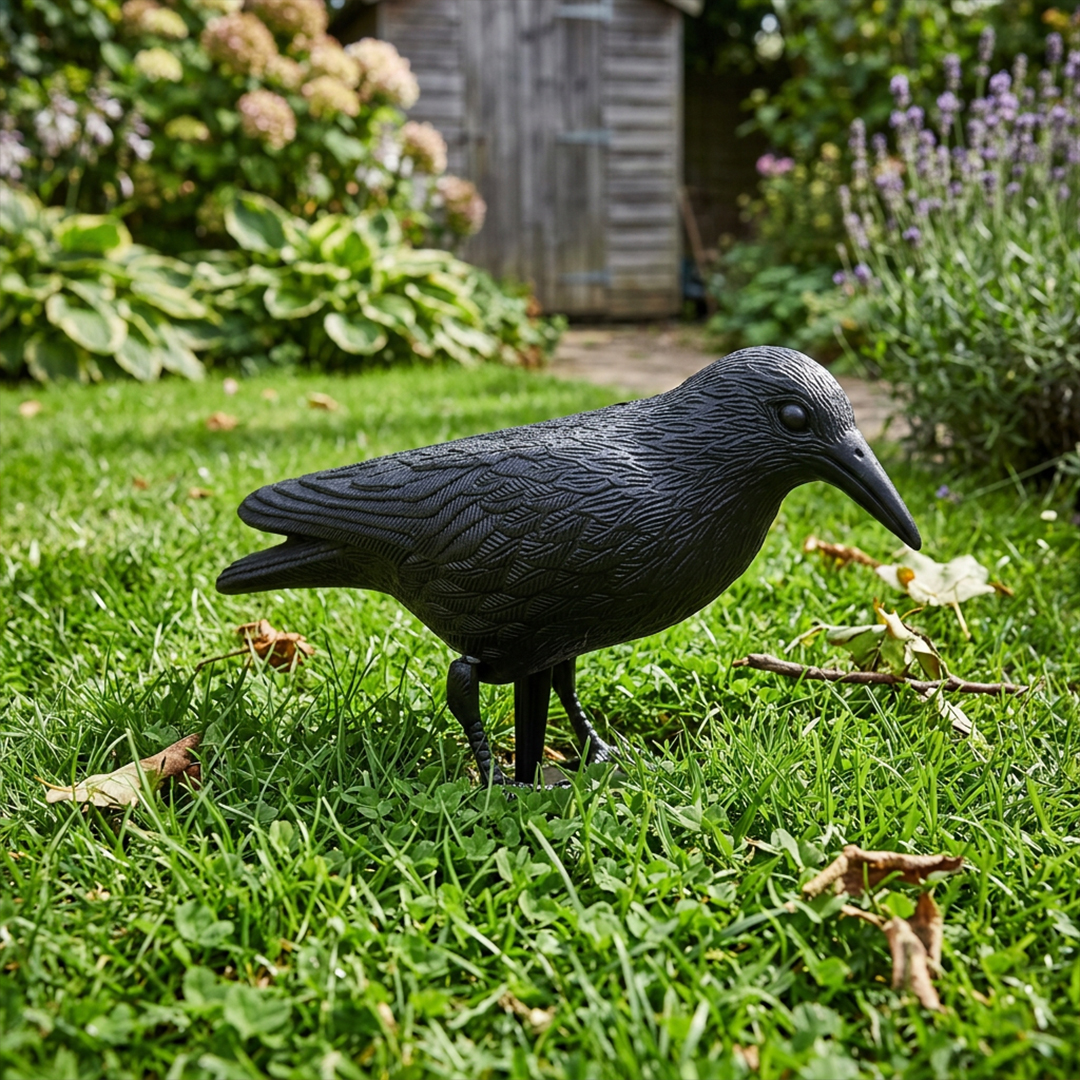 Black Crow Halloween Decoration with Ground Spike 31cm