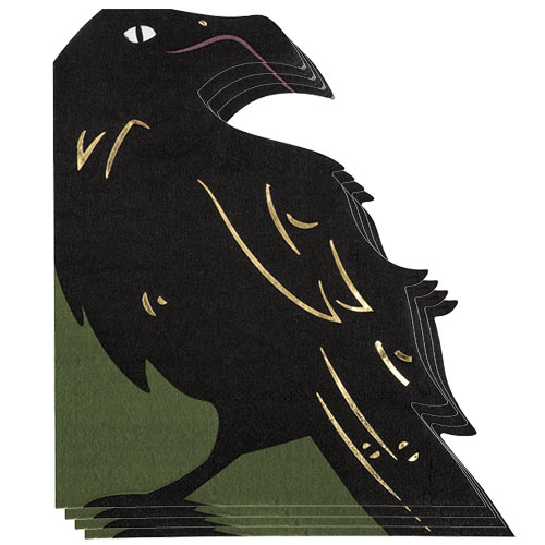 Crow Shaped Gold Foiled Halloween Paper Luncheon Napkins 32cm 2 Ply - Pack of 16 View 2