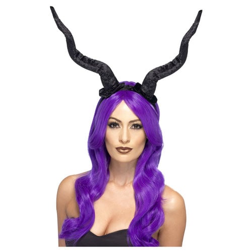 Black Demon Horns Fancy Dress Headband Costume Accessory Product Image
