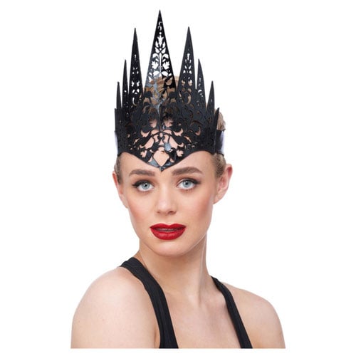 Black Filigree Queen Crown Fancy Dress Headband Costume Accessory Product Image