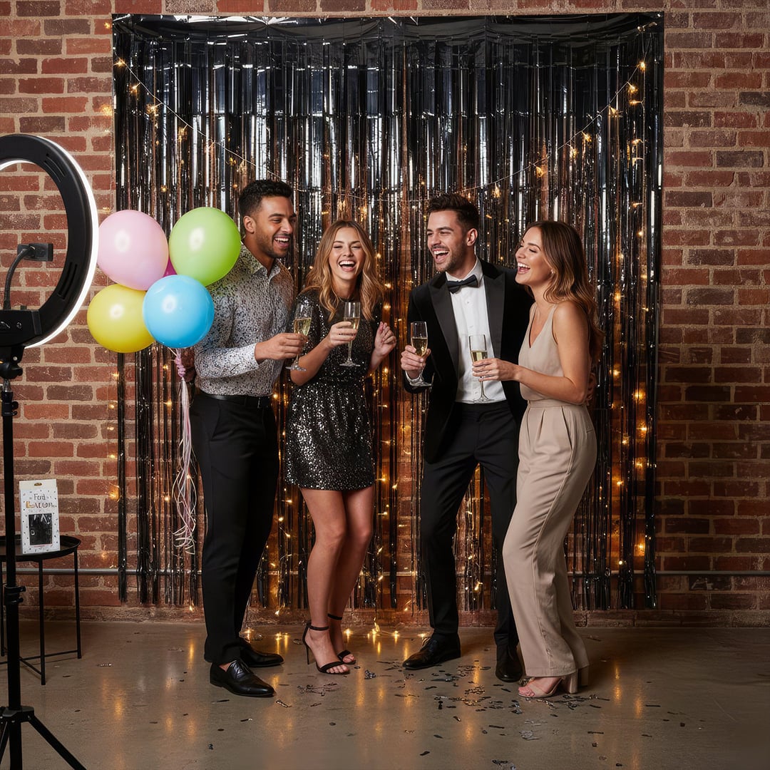 Black Foil Door Curtain Backdrop 92cm x 244cm Product Gallery Image