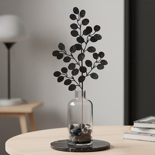 Black Glitter Eucalyptus Stem Artificial Plant Decoration 60cm