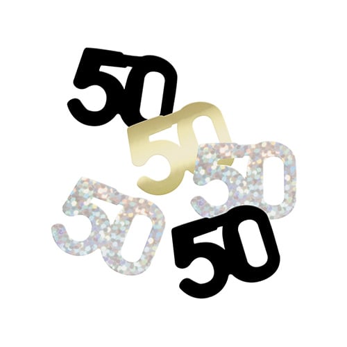 Black Glitz 50th Birthday Holographic Assorted Table Confetti 14g