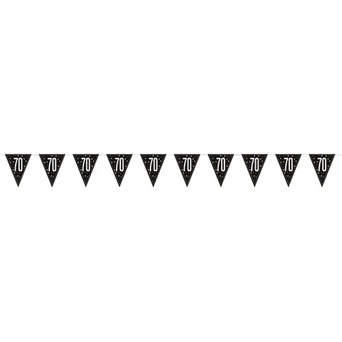 Black Glitz 70th Birthday Holographic Foil Pennant Bunting 274cm Product Gallery Image
