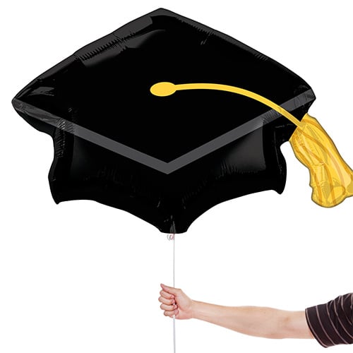 Black Grad Cap Graduation Helium Foil Giant Balloon 78cm / 31 in Product Gallery Image