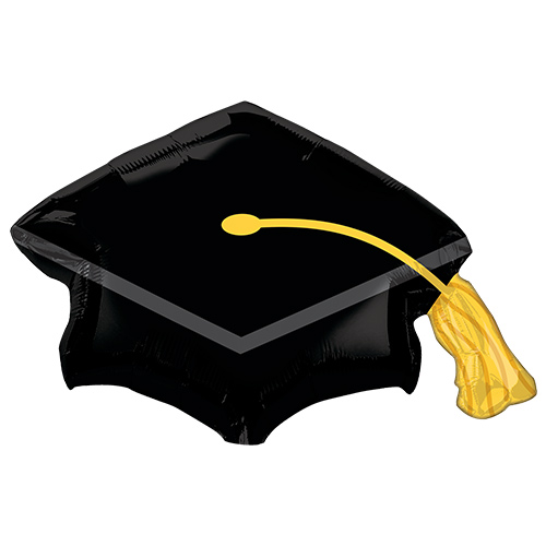 Black Grad Cap Graduation Helium Foil Giant Balloon 78cm / 31 in Product Gallery Image
