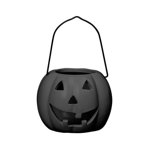 Black Pumpkin Halloween Tea Light Ceramic Candle Holder with Handle 10cm View 2