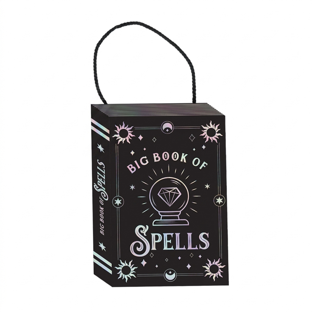 Iridescent Black Halloween Spell Book Hanging Plaque Decoration 18cm