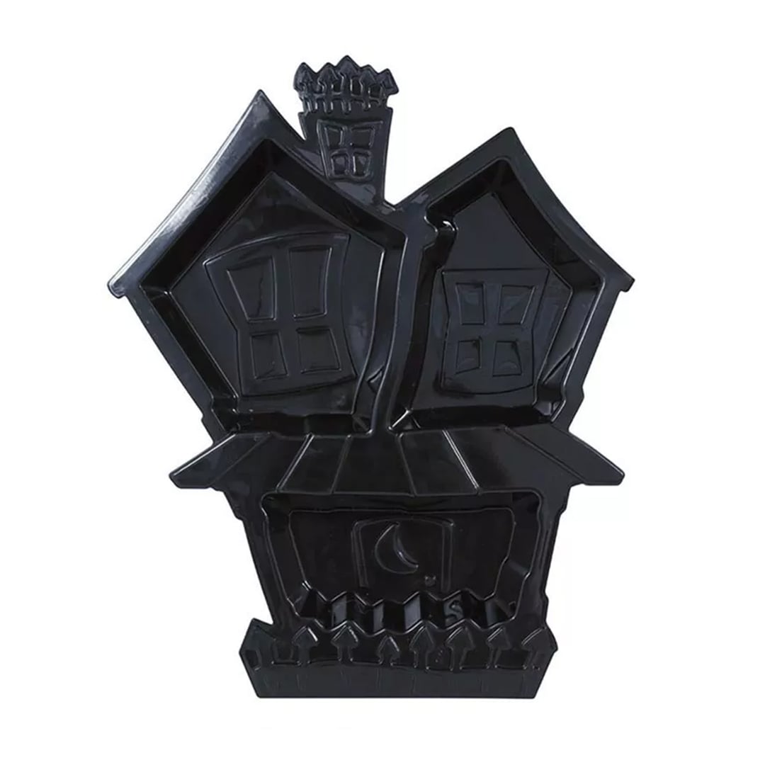 Black Haunted House Halloween Plastic Snack Tray 32cm