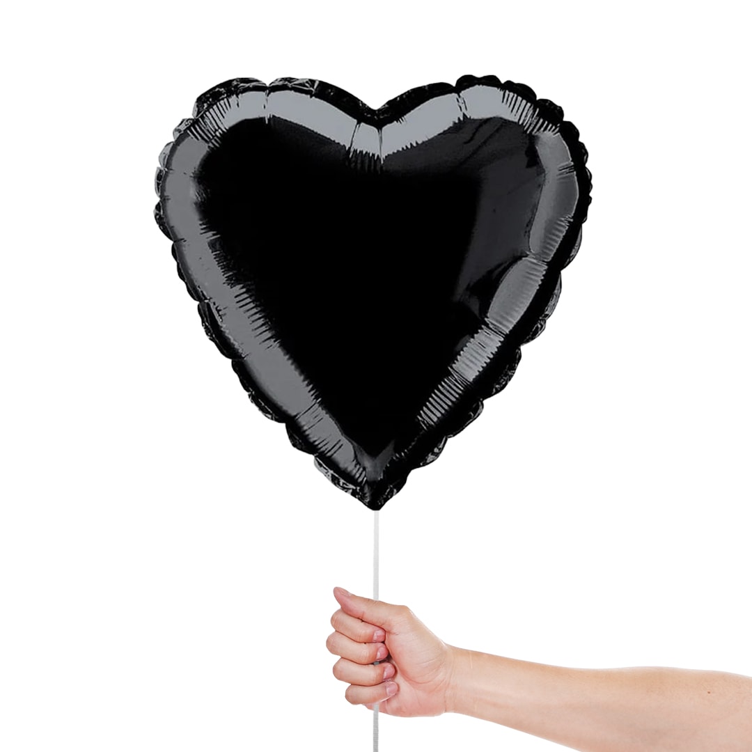 Black Heart Shape Foil Helium Balloon 46cm / 18 in Product Gallery Image