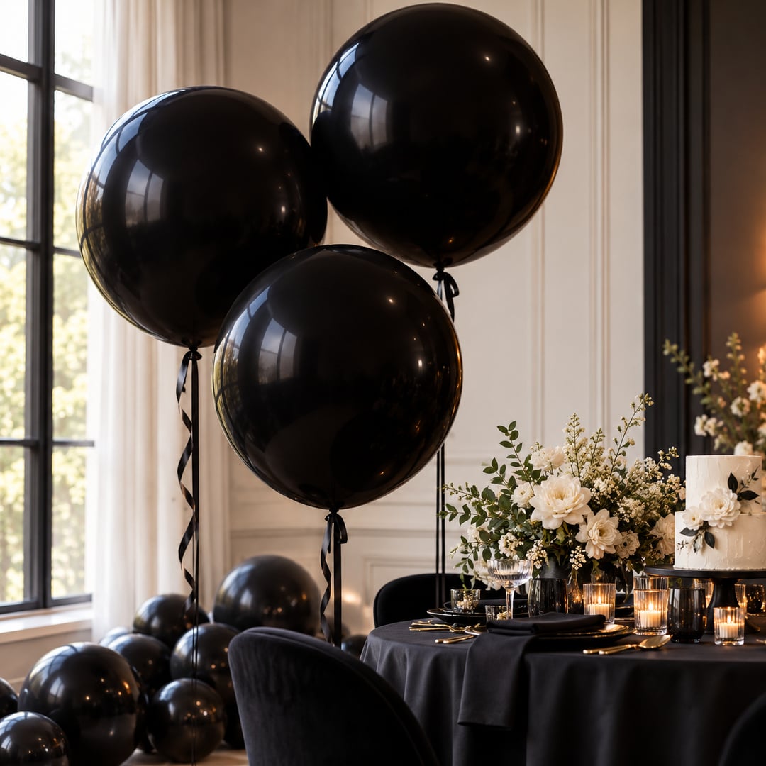 Black Jumbo Latex Balloon 79cm / 31 in - Single View 2