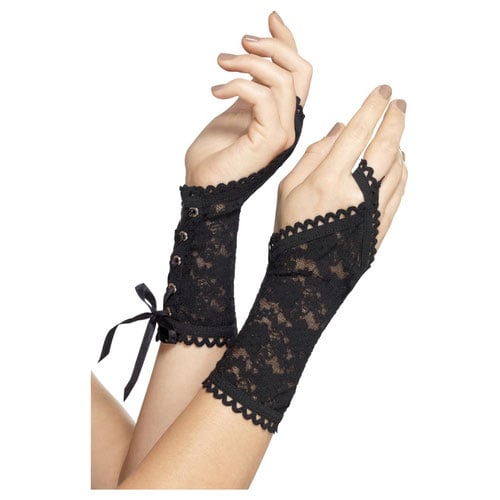 Black Lace Glovettes Fancy Dress Costume Accessory Adult One Size Product Image